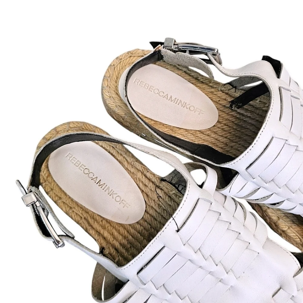 Rebecca Minkoff Womens Gabriel Espadrille Platform Sandals Sz 10 White Beachy